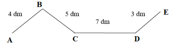  Độ dài đường gấp khúc ABCDE là: (ảnh 1)