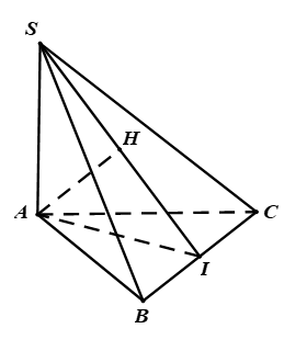 Cho hình chóp \(S.ABC\) có \(SA \bot \left( {ABC} \right), SA = a\). Tam giác \(ABC\) vuông cân tại \(A\) (ảnh 1)