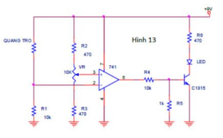 Mạch điện trong hình có hoạt động là:                                                             A.  Khi cường động chiếu sáng tăng thì transistor ngưng dẫn B. Mạch đèn đường C. Động chiếu sáng tăng thì transistor ngưng dẫn, led tắt và được ứng dụng trong mạch chiếu sáng đèn đường D. Khi cường động chiếu sáng tăng thì transistor ngưng dẫn, led tắt và được ứng dụng trong mạch chiếu sáng đèn đường (ảnh 1)