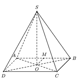 Cho hình chóp \[S.ABCD\] có đáy \[ABCD\] là hình vuông, hai đường thẳng \[AC\] và \[BD\] cắt nhau tại \[O\] (ảnh 1)
