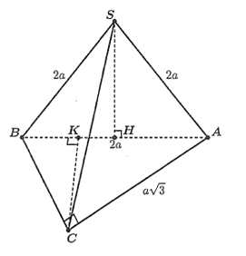 Cho hình chóp \(S.ABC\) có mặt bên \(\left( {SAB} \right)\) vuông góc với mặt đáy và tam giác \(SAB\) đều cạnh \(2a\). (ảnh 1)