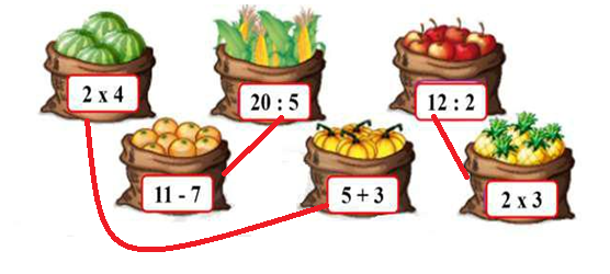  Nối bao đựng cùng số lượng với nhau: (ảnh 2)