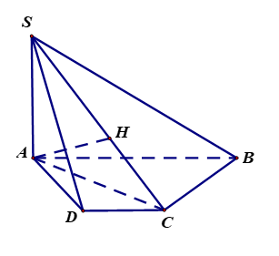 Cho hình chóp \(S.ABCD\), đáy \(ABCD\) là hình thang vuông tại \(A,D\). Góc giữa \(SB\) và \(\left( {ABCD} \right)\) (ảnh 1)