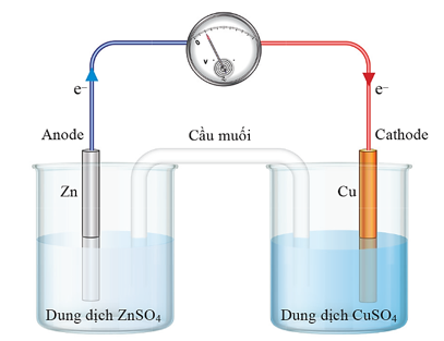 Hai kim loại Cu, Fe có  và một pin Galvani Zn-Cu được thiết lập như hình vẽ ở 25 °C. (ảnh 1)