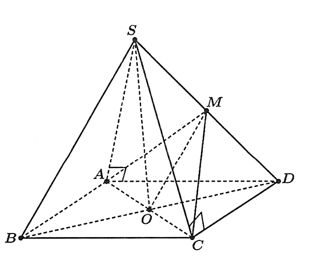 Cho hình chóp \(S.ABCD\) có đáy là hình bình hành tâm \(O\). Biết \(\widehat {SAD} = \widehat {SCD} = 90^\circ \).  (ảnh 1)