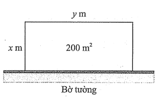 Cần rào ba cạnh để cùng với bờ tường có sẵn tạo thành mảnh vườn hình chữ nhật có diện tích 200 m2 (tham khảo hình vẽ (ảnh 1)