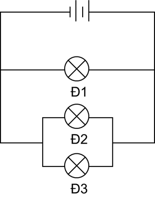 Cho sơ đồ mạch điện như hình vẽ, biết các đèn giống nhau.   a) So sánh hiệu điện thế qua các bóng đèn trong mạch điện sau. b) Các đèn có sáng như nhau không?  (ảnh 1)