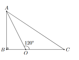 Một đài quan sát \(O\) cách ba vị trí \(A,B,C\) như hình vẽ dưới đây thỏa mãn \(OB = x\;{\rm{km}}\) (ảnh 1)