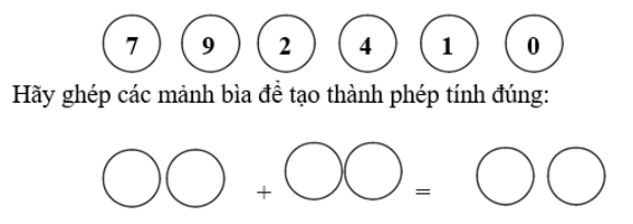 Có 6 mảnh bìa ghi các số là: (ảnh 1)