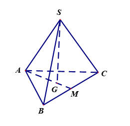 Hình chóp tam giác đều \(S.ABC\) có cạnh đáy bằng \(3a\), cạnh bên bằng \(2\sqrt 3 a\).  (ảnh 1)