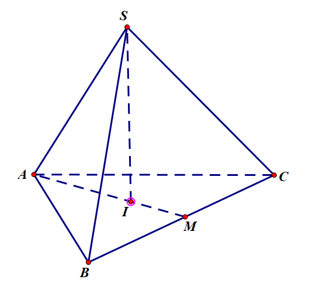 Cho hình chóp đều \[S.ABC\] có cạnh đáy bằng \[a\], cạnh bên bằng \[\frac{{a\sqrt {21} }}{6}\]= (ảnh 1)