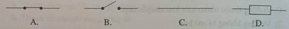 Trong mạch điện, công tắc ở trạng thái ngắt được biểu diễn bằng kí hiệu nào sau đây? (ảnh 1)
