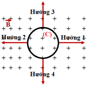 Dòng điện cảm ứng xuất hiện trong khung dây có chiều ngược chiều kim đồng hồ khi khung dây chuyển động theo hướng 	 (ảnh 1)