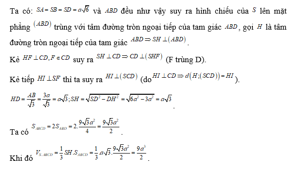 Tính thể tích của khối chóp  . (ảnh 2)