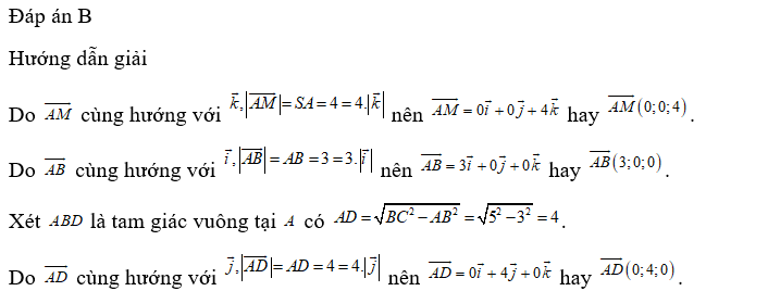 Tọa độ của các vectơ   là (ảnh 1)