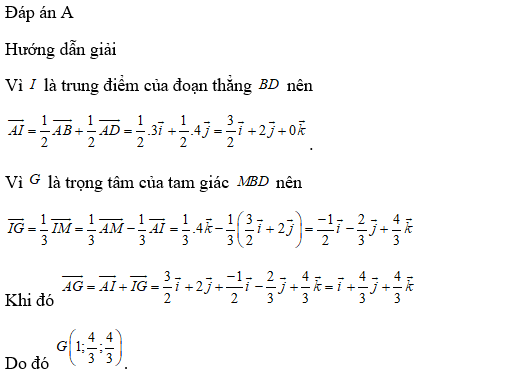 Tọa độ của điểm G  là (ảnh 1)