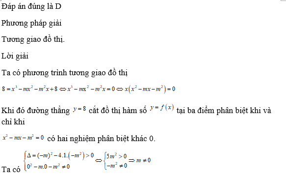 Đường thẳng   cắt đồ thị hàm số   tại ba điểm phân biệt khi và chỉ khi 	 (ảnh 1)