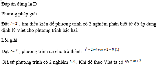 Giả sử phương trình có 2 nghiệm  . Khi đó   bằng (ảnh 1)