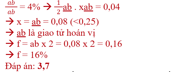 Xác định tần số hoán vị gene (%)? (ảnh 1)