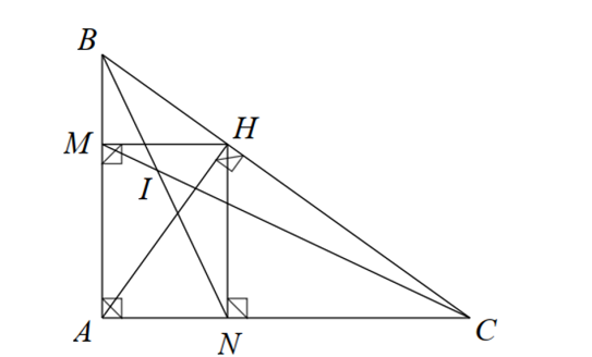 Cho \(\Delta ABC\) vuông tại \(A\) có \(AB = 5{\rm{ cm}}\), \(AC = 12{\rm{ cm}}\) và đường cao (ảnh 1)