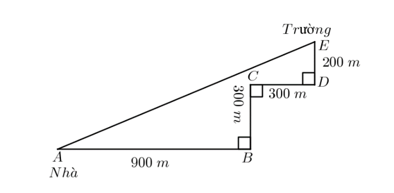 Lúc 7 giờ sáng, An đi từ nhà đến trường bằng xe đạp điện với vận tốc trung bình \(13\) km/h (ảnh 1)