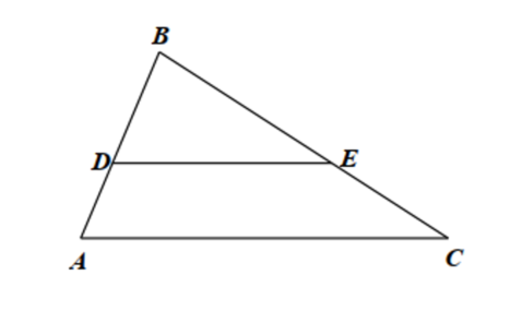 Cho \(\Delta ABC\) có \(D,E\) lần lượt là hai điểm nằm trên \(AB\) và \(BC\) sao cho (ảnh 1)