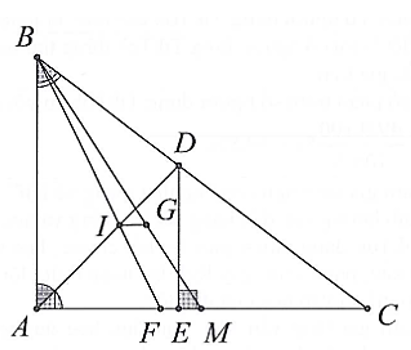 Cho tam giác  ABC vuông tại  A, biết  AB = 21 cm ,AC = 28 cm  , phân giác  AD với D thuốc BC . (ảnh 1)