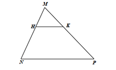 Cho tam giác MNP  có H thuộc MN , K thuộc MP . Điều kiện không kết luận được HK song song NP  là (ảnh 1)