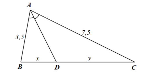 Cho hình vẽ dưới đây.   Tỉ số \(\frac{x}{y}\) bằng A. \(\frac{7}{{15}}.\)	B. \(\frac{1}{7}.\)	C. \(\frac{{15}}{7}.\)	D. \(\frac{1}{{15}}.\) (ảnh 1)