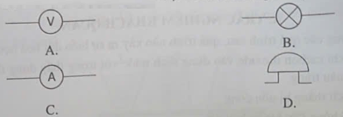 Trong các mạch điện, ampe kế được biểu diễn bằng kí hiệu nào sau đây? (ảnh 1)