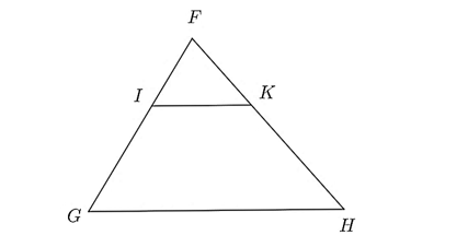 Cho hình vẽ dưới đây, biết IK song song GH , FI / FG = 1/3 .  (ảnh 1)