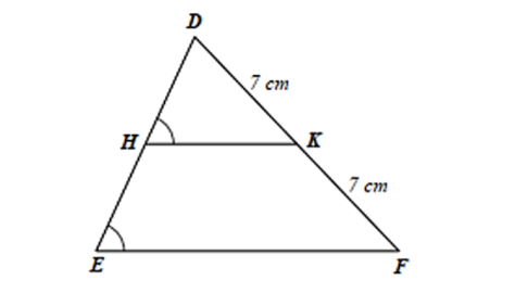 Cho hình vẽ bên. Biết DE= 13cm, độ dài đoạn thẳng HE  là (ảnh 1)