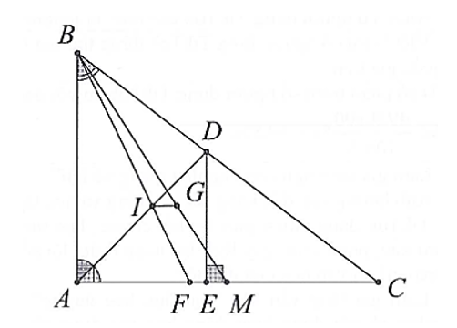 Cho tam giác ABC  vuông tại A , biết  AB = 21 cm , AC = 28 cm  , phân giác AD   với  D thuộc BC . (ảnh 1)