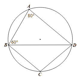 Cho tứ giác ABCD (AD // BC) nội tiếp đường tròn Biết góc A = 80 độ (ảnh 1)