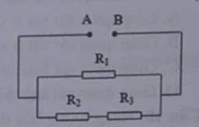 Cho mạch điện như hình sau: Với Rı = 6   ; R2 = 2   ;R3 = 4   Cường độ dòng điện qua mạch chính là I = 2A.   a) Tính điện trở tương đương của mạch. b) Tính hiệu điện thế của mạch và công suất của mạch. (ảnh 1)