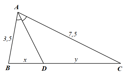 Cho hình vẽ dưới đây.  Tỉ số \(\frac{x}{y}\) bằng A. \(\frac{7}{{15}}.\)	B. \(\frac{1}{7}.\)	C. \(\frac{{15}}{7}.\)	D. \(\frac{1}{{15}}.\) (ảnh 1)