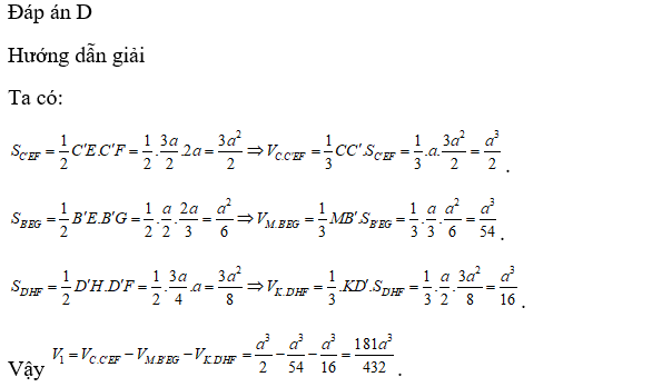 Tính theo a thể tích   của khối đa diện chứa đỉnh  . (ảnh 1)