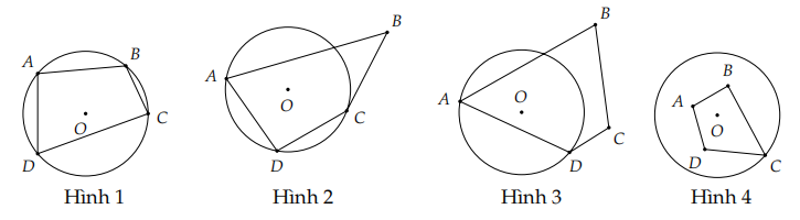 Trong các hình trên, hình nào đang nội tiếp đường tròn? (ảnh 1)