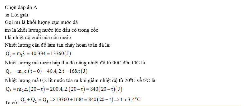 Nhiệt độ cuối của cốc nước là  (ảnh 1)