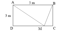 Cho hình chữ nhật ABCD có chiều dài 5 m và chiều rộng (ảnh 1)