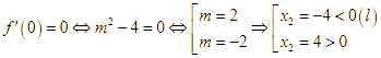Cho hàm số f(x) = 1/3x^3 + mx^2 + (m^2 - 4)x + 1 (ảnh 3)