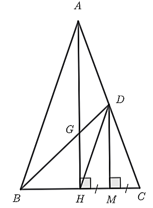 a) Chứng minh \(\Delta DMC = \Delta DMH.\) (ảnh 1)