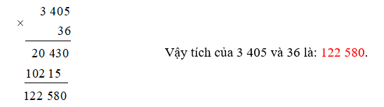 Tích của 3 405 và 36 là:  (ảnh 1)