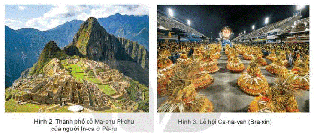 a) Dựa vào thông tin và hình ảnh 2, 3, em hãy nêu những nét đặc sắc của văn hoá Mỹ La-tinh. (ảnh 1)