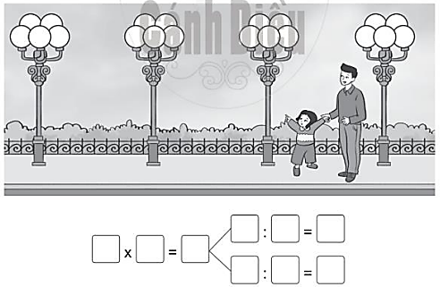Xem tranh rồi viết phép nhân và phép chia thích hợp: (ảnh 1)