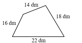 b) Hình tứ giác có độ dài các cạnh là: 14 dm, 18 dm, 22 dm và 16 dm (ảnh 1)