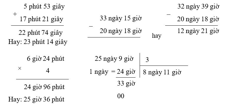 Đặt tính rồi tính: (2 điểm)  5 phút 53 giây + 17 phút 21 giây (ảnh 1)