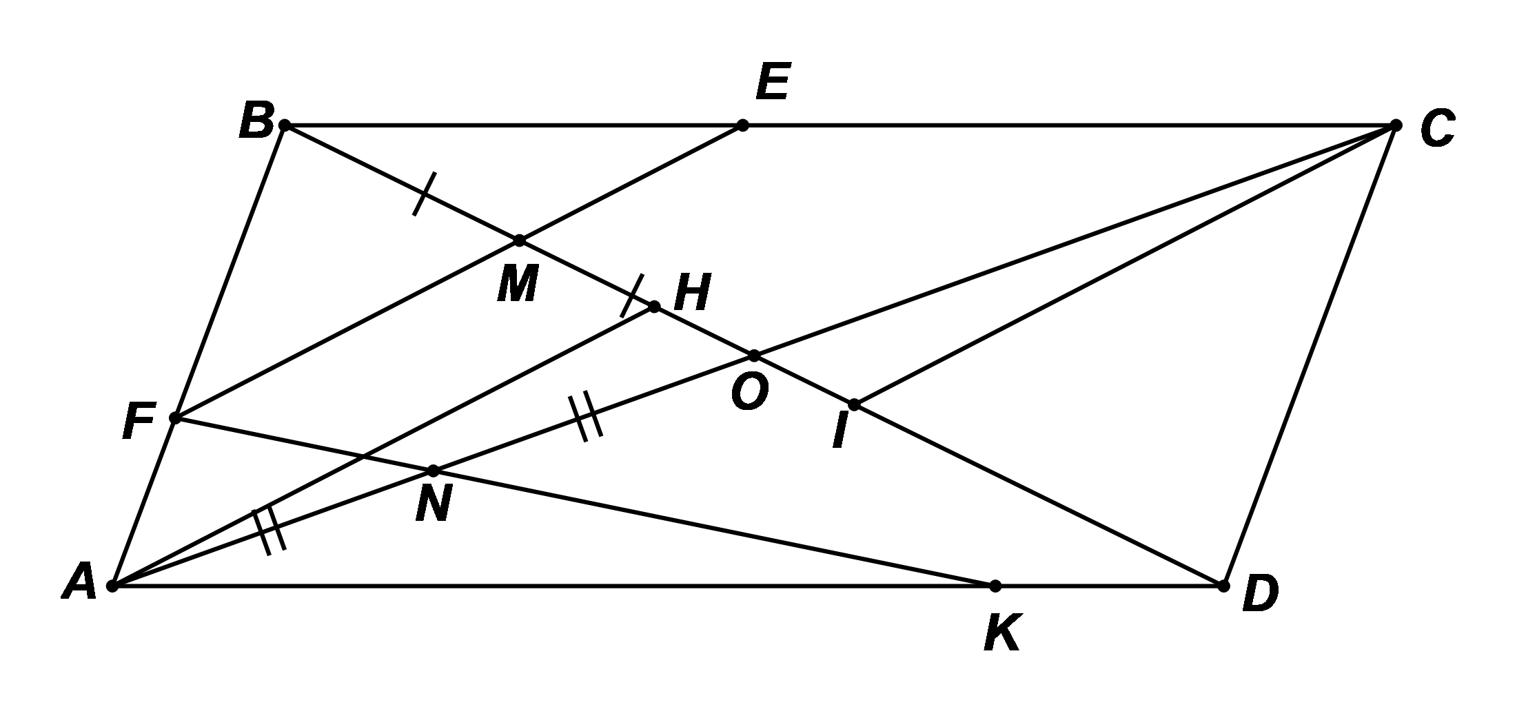 Cho hình bình hành ABCD tâm O (ảnh 1)