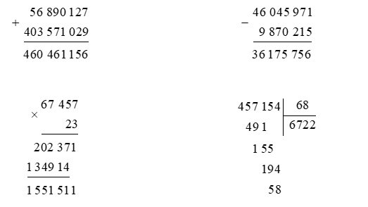 Đặt tính rồi tính.  56 890 127 + 403 571 029 (ảnh 1)