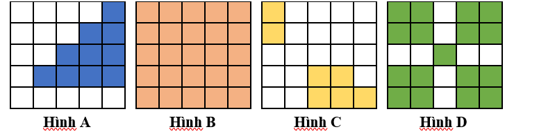 Hình A gồm ... ô vuông tô màu  ·  Hình B gồm .... ô vuông tô màu.. (ảnh 1)